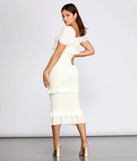 Ruffle Square Neck Smocked Midi Dress