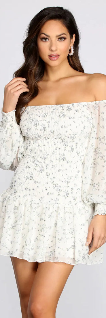 Crushin' It Ditsy Smocked Mini Dress