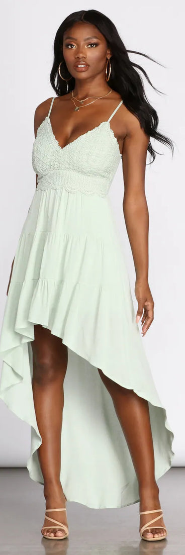 Crochet Chic High Low Dress