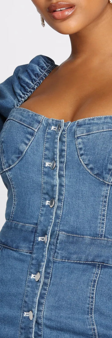 Dreamy In Denim Button Front Mini Dress