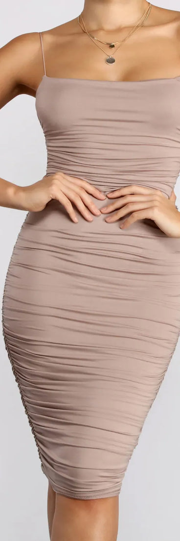 Friday Night Ruched Midi Dress