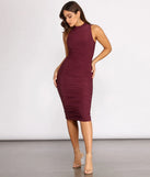 Sleeveless Ruched Midi Dress