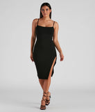 Sleek Sleeveless Square Neck Ribbed Knit Midi Dress