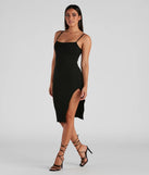 Sleek Sleeveless Square Neck Ribbed Knit Midi Dress