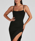 Sleek Sleeveless Square Neck Ribbed Knit Midi Dress
