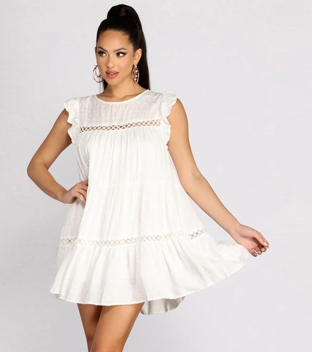 Spring Simplicity Swiss Dot Babydoll Mini Dress