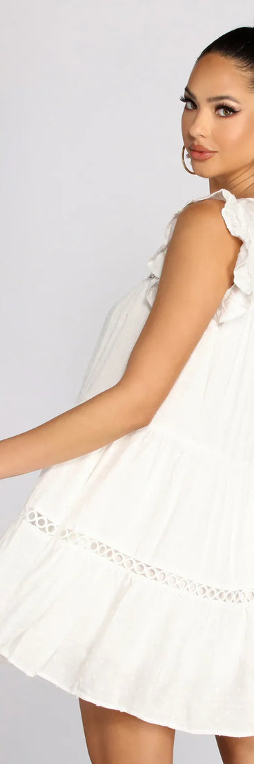 Spring Simplicity Swiss Dot Babydoll Mini Dress