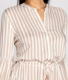 Stylish In Stripes Tassel Waist Tie Mini Dress