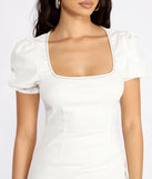 Square Neck Denim Mini Dress