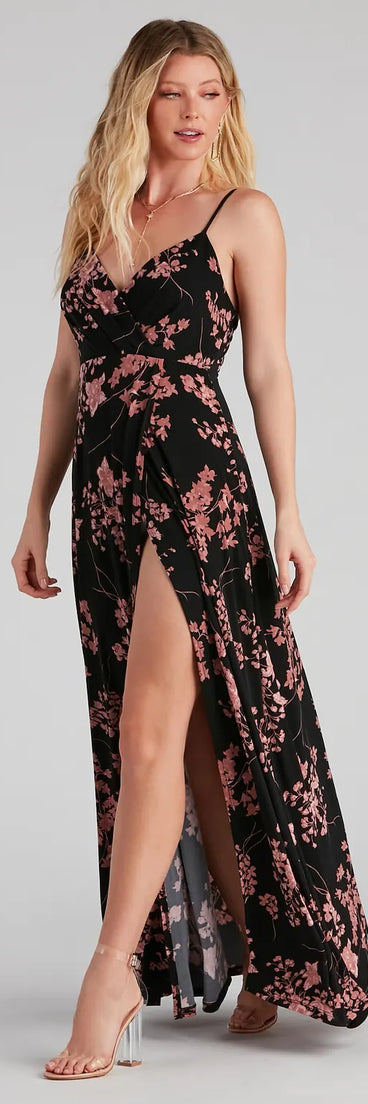 Total Sweetheart Floral High Slit Maxi Dress