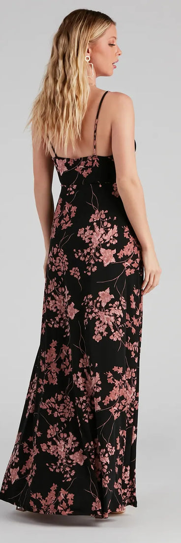 Total Sweetheart Floral High Slit Maxi Dress