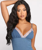 Denim and Lace Open Back Mini Dress