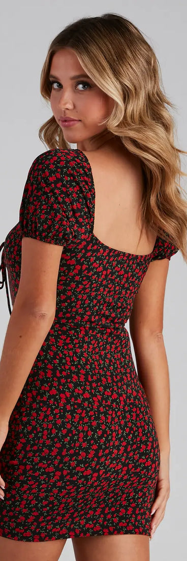 Rose Darling Sweetheart Neck Mini Dress