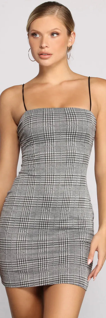 Perfect Look Plaid Knit Mini Dress