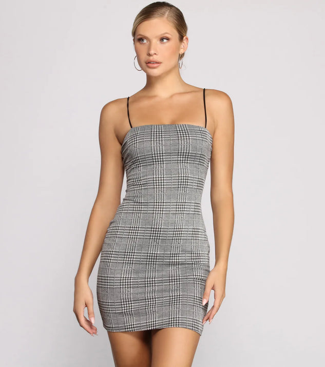 Perfect Look Plaid Knit Mini Dress