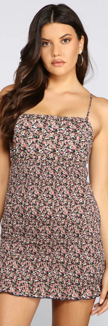 Floral Vibes Smocked Mini Dress