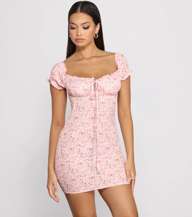Sweet Florals Smocked Mini Dress