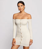 Off The Shoulder Button Down Mini Dress