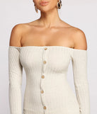 Off The Shoulder Button Down Mini Dress