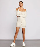 Off The Shoulder Button Down Mini Dress
