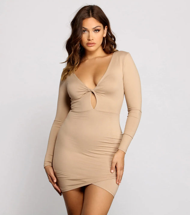 Twist of Glamour Brushed Knit Mini Dress