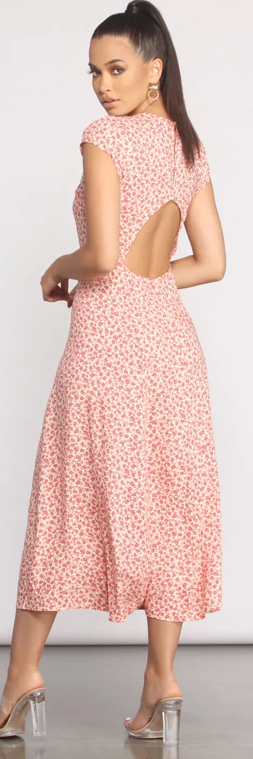 Open Back High Slit Floral Dress