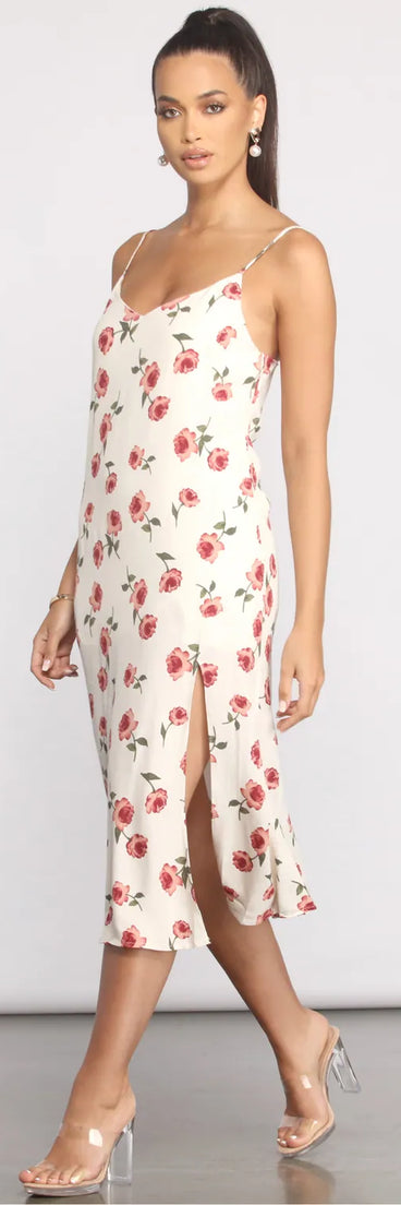 Keep It Rosey Slip Midi Dress