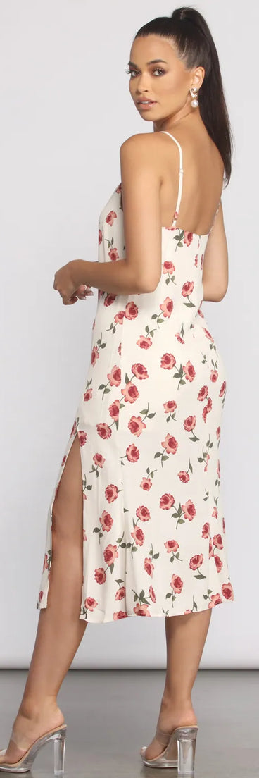 Keep It Rosey Slip Midi Dress
