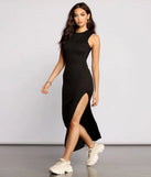 Get Knit Right High Slit Maxi Dress