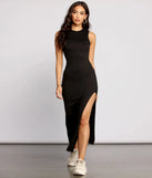 Get Knit Right High Slit Maxi Dress