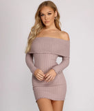 Off The Shoulder Brushed Knit Mini Dress