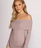 Off The Shoulder Brushed Knit Mini Dress