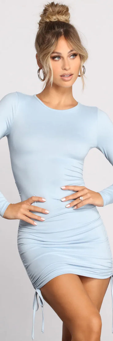 Keeping Knit Real Ruched Mini Dress