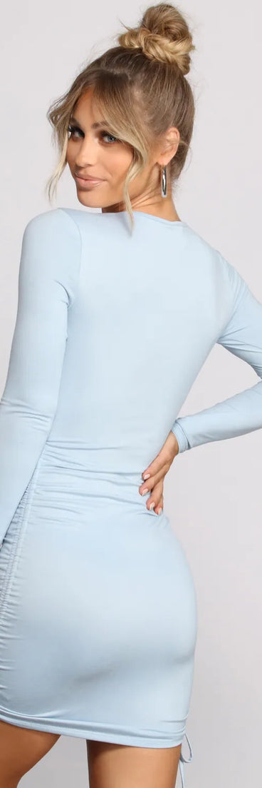 Keeping Knit Real Ruched Mini Dress