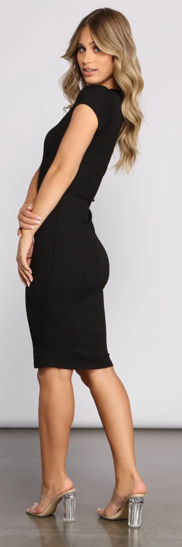 Feeling Knit Crew Neck Midi Dress