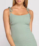 Tied to Basics Ribbed Knit Scoop Neck Mini Dress