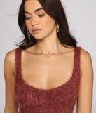 Sleeveless Shaggy Knit Mini Dress