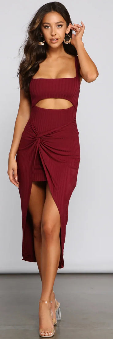 Keeping Knit Chic Cutout Midi Dress