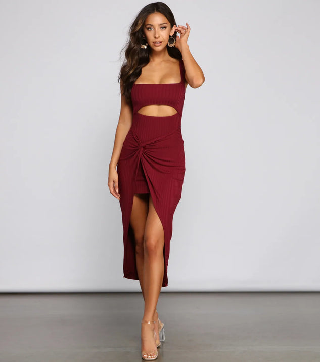 Keeping Knit Chic Cutout Midi Dress