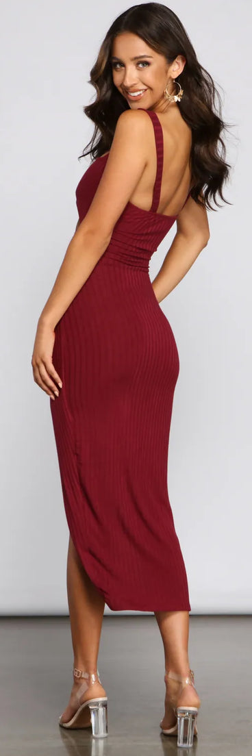 Keeping Knit Chic Cutout Midi Dress