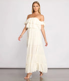 Ruffled Romance Off The Shoulder Maxi Dress