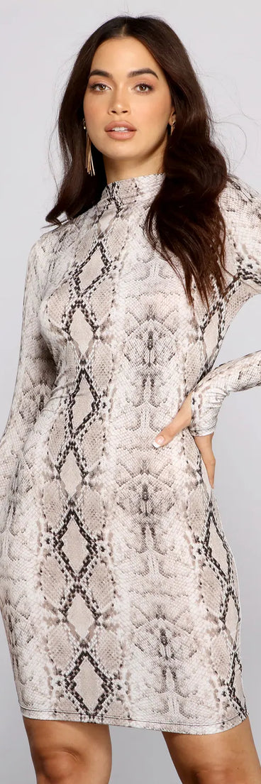 Babe Alert Snake Print Mini Dress