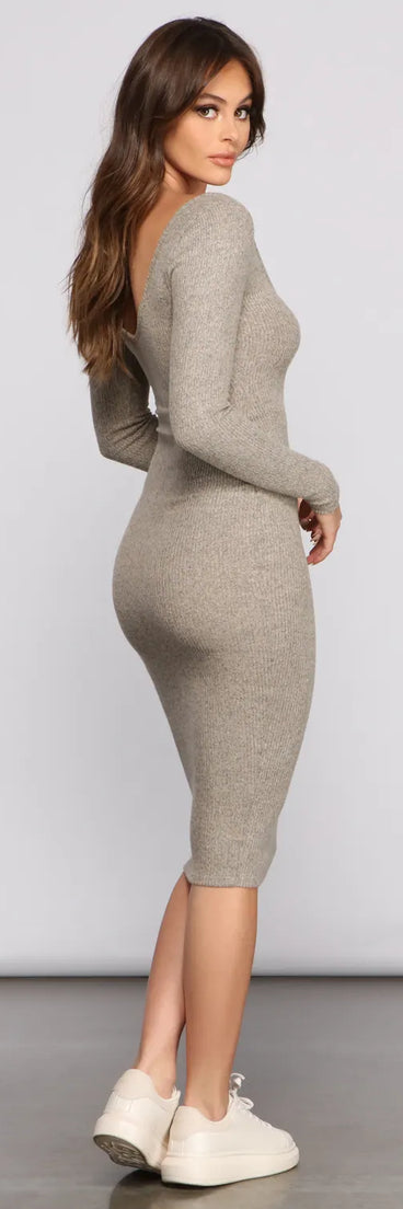 Keeping Knit Cute and Casual Ribbed Midi Dress