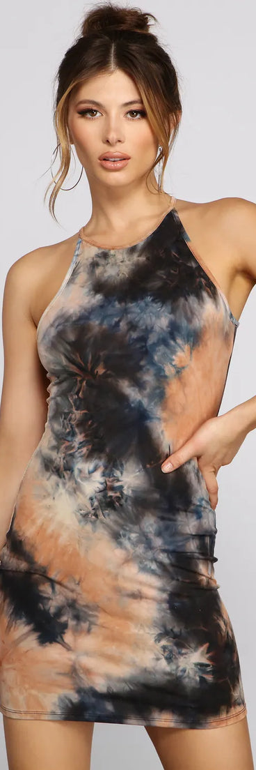 Retro Vibes Tie Dye Mini Dress