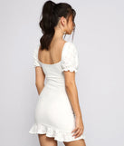 Too Chic Ruffled Eyelet Mini Dress