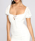 Too Chic Ruffled Eyelet Mini Dress