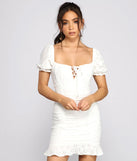 Too Chic Ruffled Eyelet Mini Dress