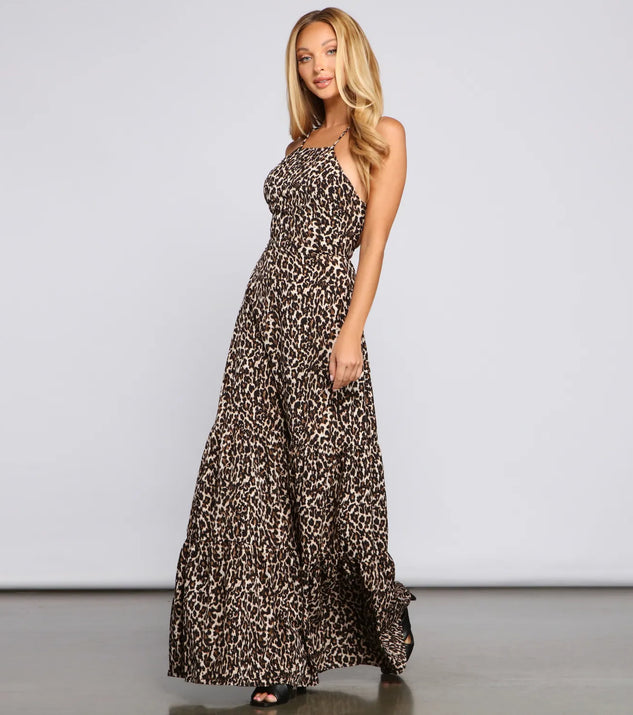 Fiercely Stylish Lace-Up Leopard Maxi Dress | Windsor