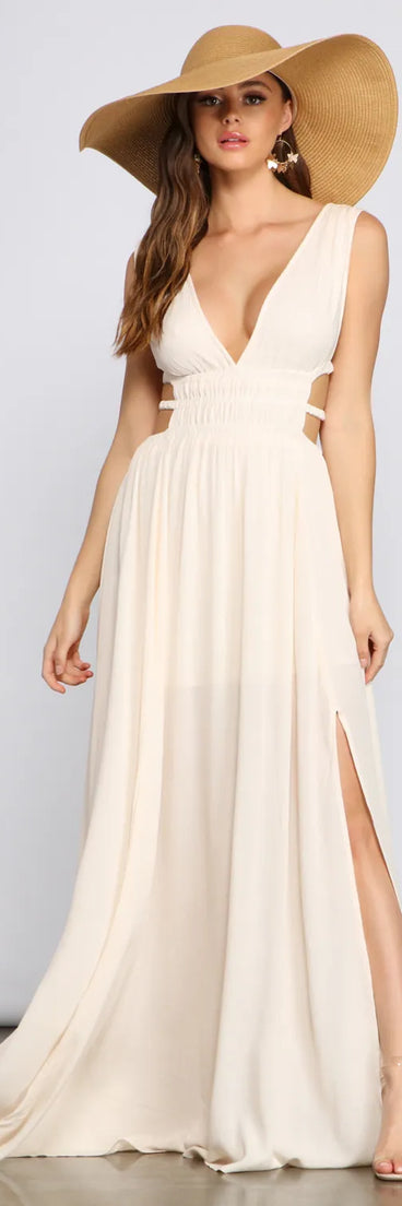 Style Icon Gauze Cutout Maxi Dress