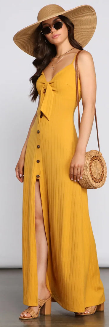 Casual Glam Ribbed Knit Maxi Dress